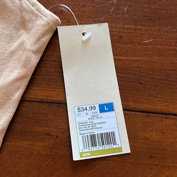 Ambar Beige & Tan Studded Knit Dress NWT Bodycon Woman Size Large Cap Sleeve - Picture 5 of 9